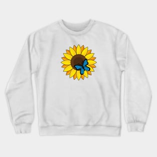 Sunflower and Blue Butterfly Crewneck Sweatshirt